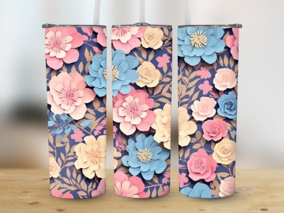 20oz Tumblerbwrap Papierblumen Pastell Graphics for Crafts