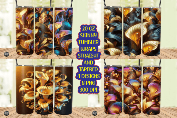 3D Calla Lily Flowers Tumbler Wraps PNG Graphics