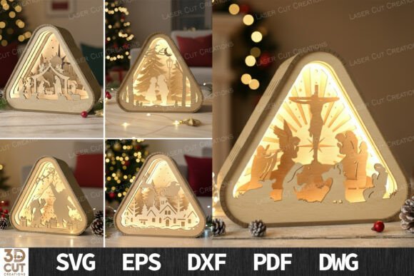 3D Christmas Light Box Lantern Set SVG for Winter Amp Projects