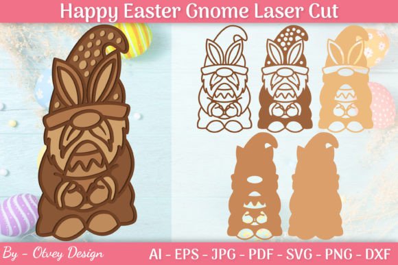 3D Easter Gnome Layered Laser Cutting Graphics for Crafts