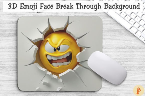 3D Emoji Face Break Through Background Graphics