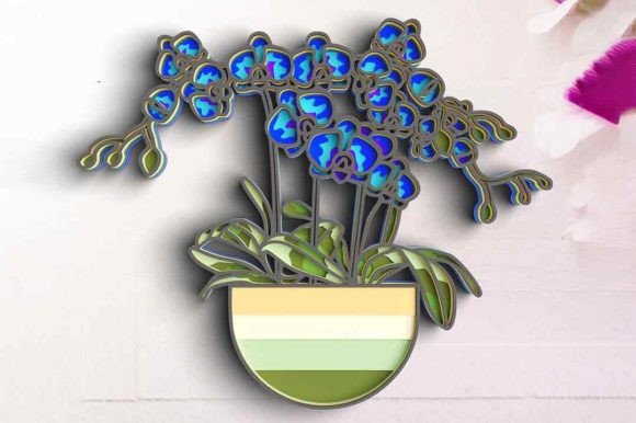 3D Flower SVG DXF 7 Layer - Orchid Svg Graphics Crafts