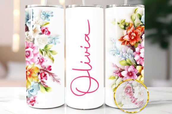 3D Flowers Sublimation Tumbler Wrap PNG Graphics and Crafts