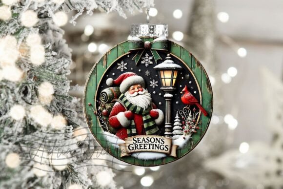 3D Santa Round Christmas Sublimation Png Graphics