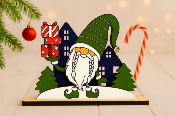 Christmas Gnome with Gifts Laser Cut: A Festive Graphic Design Asset for Winter Amp Projects