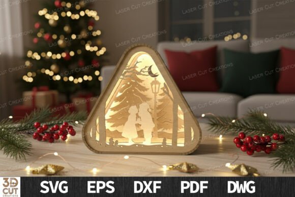 Couple Winter Night Lantern SVG: A Laser Cut Design for Winter Amp Campaigns