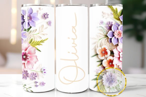Custom Name 3D Flowers Tumbler Wrap PNG: A Graphics and Crafts Review for Sellers