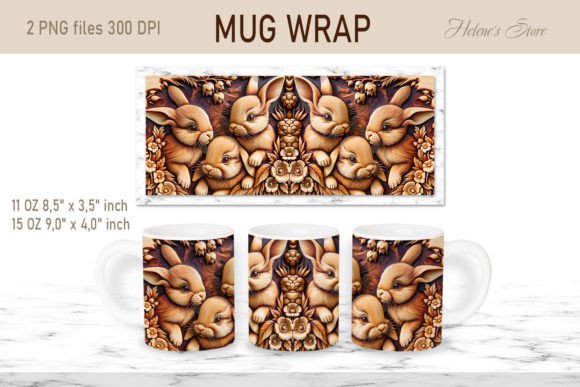 Easter Wooden Rabbits Family Mug Wrap Graphics and Crafts Review