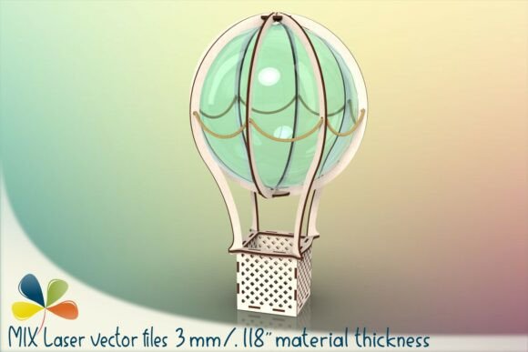 Hot Air Balloon Gift Box Laser Cut Files
