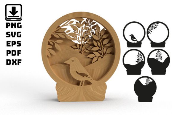 Layered 3D Bird Deco SVG for Laser Cutting and Ornaments