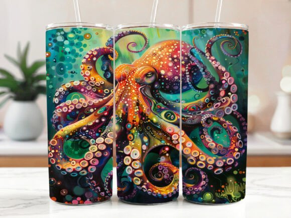Octopus Tumbler Wrap 3D Design Sea Graphics and Tumbler Wraps