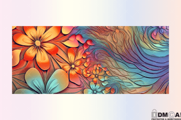 Rainbow Floral 16 Oz Libbey Wrap PNG Graphics and Print Templates