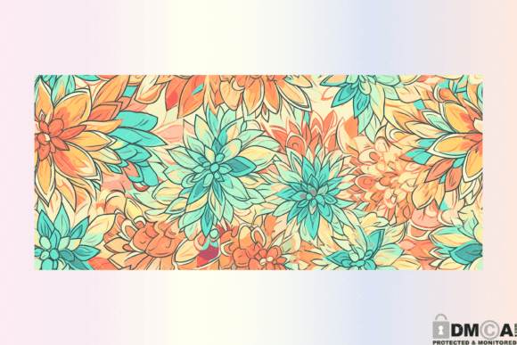 Retro Boho Floral 16 Oz Libbey Wrap PNG