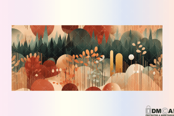 Retro Boho Forest 16 Oz Libbey Wrap PNG Graphics and Print Templates