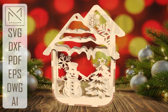Snowman House Ornament SVG – A Festive Laser Cut Design for Winter Amp Creations