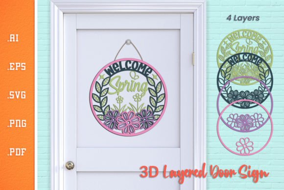 Welcome Spring Flowers - 3D Door Sign 2 Graphics and Crafts Review