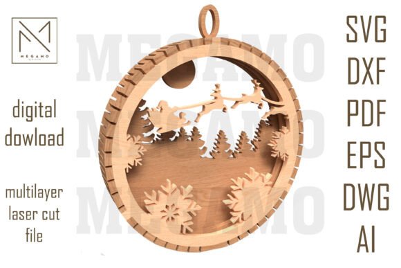 Winter Amp Laser Cutting: Santa Sleigh Snowflake SVG for Holiday Branding